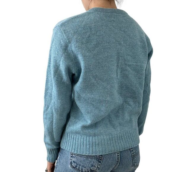 Vintage 1970s Unisex Light Bue Robert Bruce Wool V Neck Sweater Sz M Made USA - Picture 5 of 8